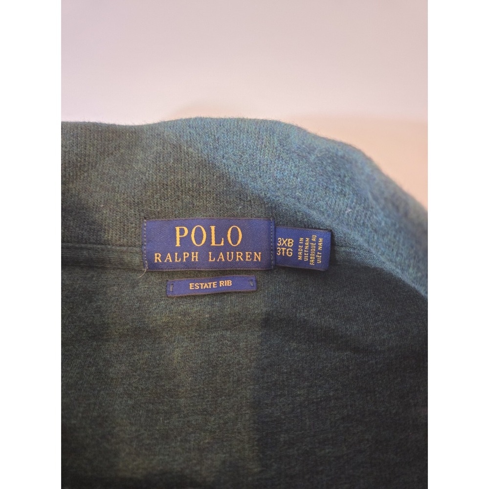 Polo Ralph Lauren Sweater Quarter Zip Estate Rib Gray Men's 3XB Flesh Pony - Picture 2 of 10
